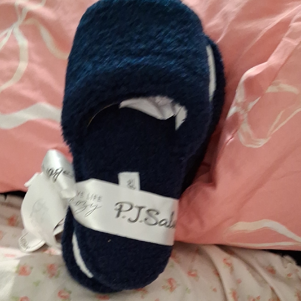 PJ Salvage Navy Blue Terrycloth Slippers Size M NWT